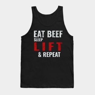 Eat Beef Sleep Lift & Repeat Keto Carnivore Gym Gains Tank Top